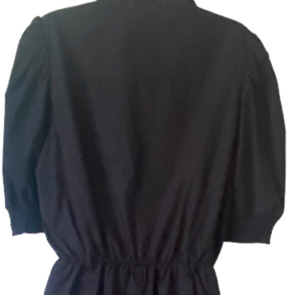 Justfab Women’s Romper Shorts XL Black Button Down V-Neck Elastic Waist Puff Slv - Picture 8 of 11